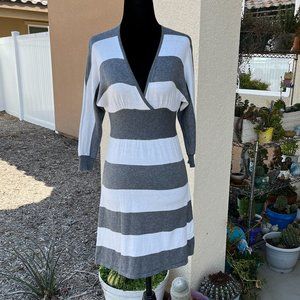 Express Gray & White Stripe Dress Women Size X-Small